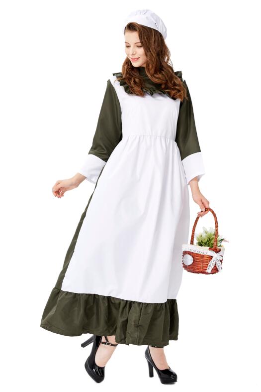 F1935 Traditional Housemaid Long Dress Adult Cosplay Party Costume